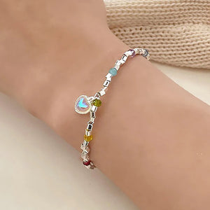 Crystal Heart Chain Bracelet for Women Wedding