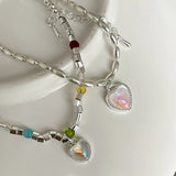 Crystal Heart Chain Bracelet for Women Wedding