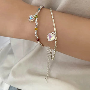 Crystal Heart Chain Bracelet for Women Wedding