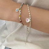 Crystal Heart Chain Bracelet for Women Wedding
