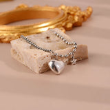 INS Silver Heart Bracelet Stars Pendant Birthday Jewelry