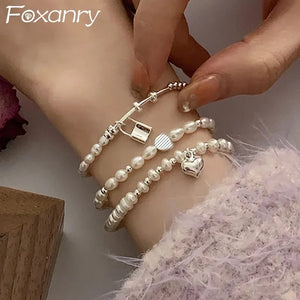 Heart Pearl Chain Bracelet Charm Women Face Stretch Party Jewelry