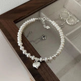 Heart Pearl Chain Bracelet Charm Women Face Stretch Party Jewelry