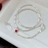 LOVE Heart Sweater Necklace for Women Couples INS Creative Bamboo