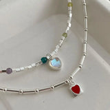 LOVE Heart Sweater Necklace for Women Couples INS Creative Bamboo