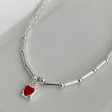 LOVE Heart Sweater Necklace for Women Couples INS Creative Bamboo