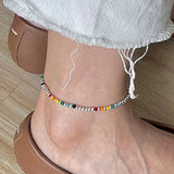 Multicolor Bead Chain Elastic Anklet for Women