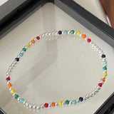Multicolor Bead Chain Elastic Anklet for Women