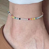 Multicolor Bead Chain Elastic Anklet for Women