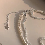 Geometric Double-layered Pearl Chain Bracelet for Women