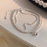 Geometric Double-layered Pearl Chain Bracelet for Women