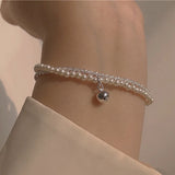 Geometric Double-layered Pearl Chain Bracelet for Women