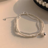 Geometric Double-layered Pearl Chain Bracelet for Women