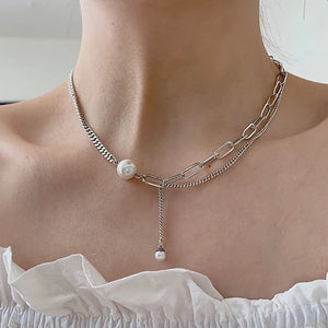 Double-layered Tassel Pearl Necklace Party Jewelry for Women