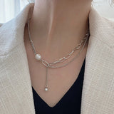 Double-layered Tassel Pearl Necklace Party Jewelry for Women