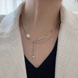 Double-layered Tassel Pearl Necklace Party Jewelry for Women