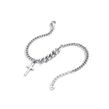 Personality Silver Thicken Bracelet for Women INS Punk Hiphop Rock Cross Pendant