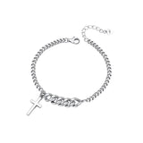 Personality Silver Thicken Bracelet for Women INS Punk Hiphop Rock Cross Pendant
