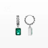 Green Zircons Earrings for Women - Allergy Free Party Jewelry