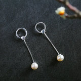 Allergy-Free Silver Pearl Tassel Earrings for Women