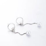 Allergy-Free Silver Pearl Tassel Earrings for Women