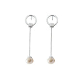 Allergy-Free Silver Pearl Tassel Earrings for Women
