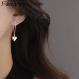Prevent Allergy Silver Heart Tassel Earrings