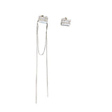 Allergy-Free Silver Asymmetric Tassel Earrings