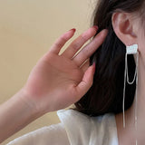 Allergy-Free Silver Asymmetric Tassel Earrings