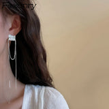 Allergy-Free Silver Asymmetric Tassel Earrings