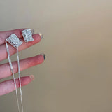 Allergy-Free Silver Asymmetric Tassel Earrings