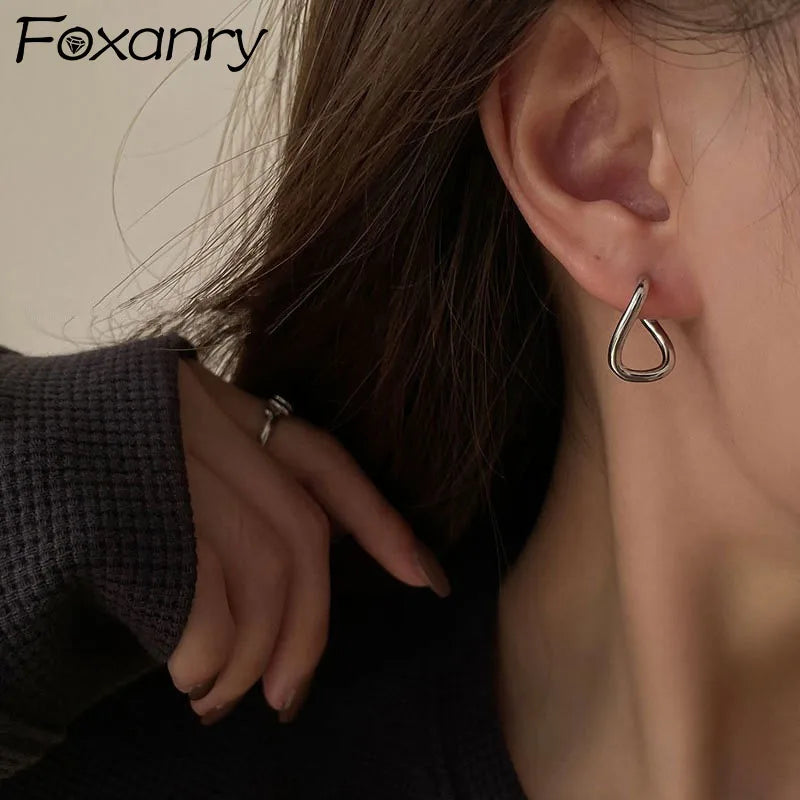 Silver Hoop Earrings Vintage Geometric Party Jewelry