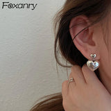 Silver Heart Stud Earrings Allergy-Free Summer Party Jewelry