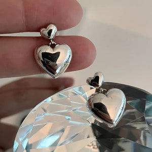 Silver Heart Stud Earrings Allergy-Free Summer Party Jewelry