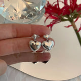 Silver Heart Stud Earrings Allergy-Free Summer Party Jewelry
