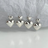 Silver Heart Stud Earrings Allergy-Free Summer Party Jewelry
