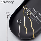 Silver Tassel Earrings Geometric Set Party Jewelry