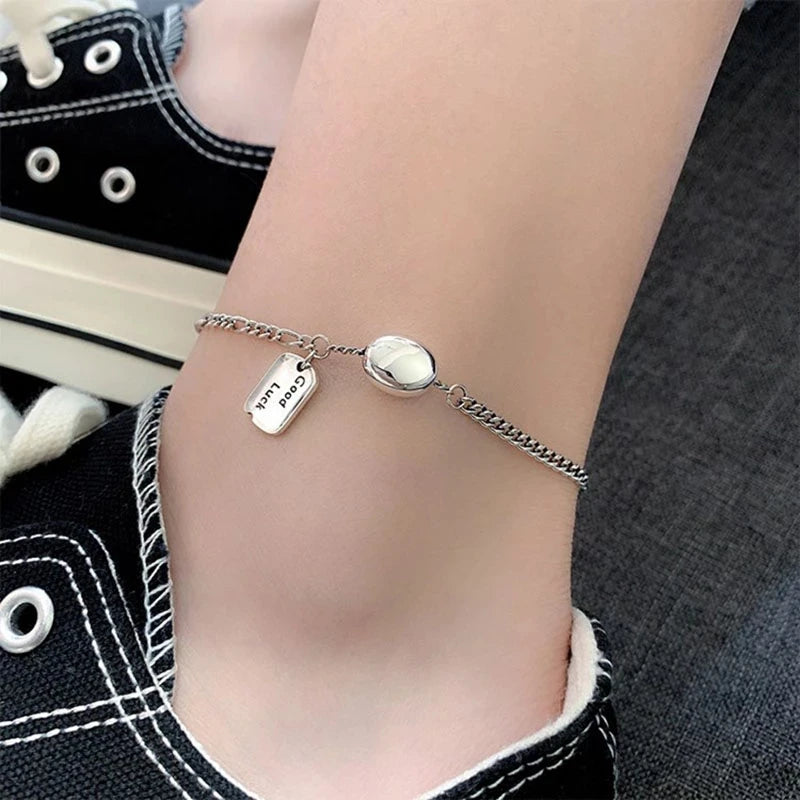 Thai Silver Anklet Good Luck Bead Retro Hip Hop Party Jewelry