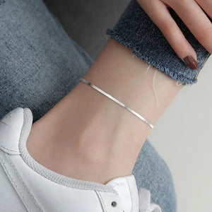 Women's Silver Snake Bone Anklet for Parties