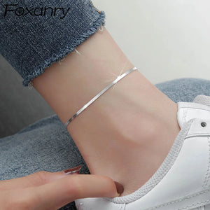 Women's Silver Snake Bone Anklet for Parties