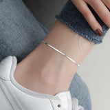 Women's Silver Snake Bone Anklet for Parties