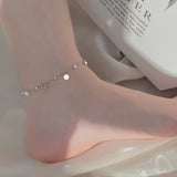 Silver Anklet for Women Sweet Wafer Tassel Girl Party Jewelry Gift