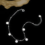Silver Anklet for Women Sweet Wafer Tassel Girl Party Jewelry Gift