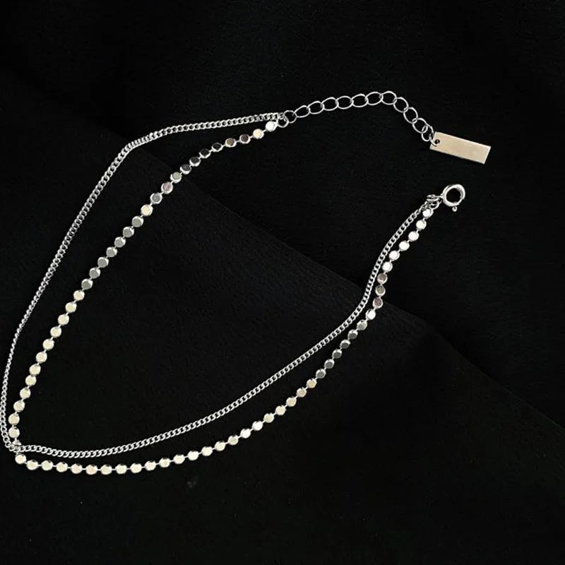 Vintage Double Layer Silver Anklet for Women