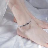 Silver Anklets for Women Girl Sweet Leaves Tassel Party Jewelry