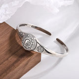 Vintage Ethnic Style Silver Bangles & Bracelet Good Luck Pattern Party Jewelry