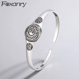Vintage Ethnic Style Silver Bangles & Bracelet Good Luck Pattern Party Jewelry