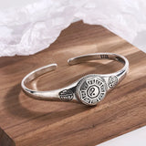 Vintage Ethnic Style Silver Bangles & Bracelet Good Luck Pattern Party Jewelry