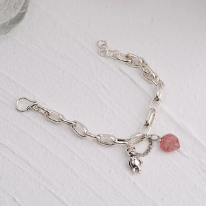 Vintage Sweet Bear Tassel Strawberry Bracelet for Women
