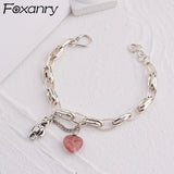 Vintage Sweet Bear Tassel Strawberry Bracelet for Women